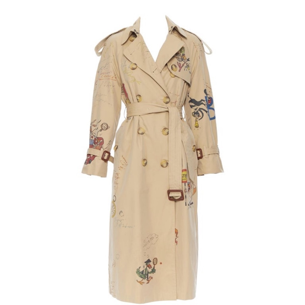 Rare Burberry Limited Edition Trench Coat Sketch Cartoon Gabardine
